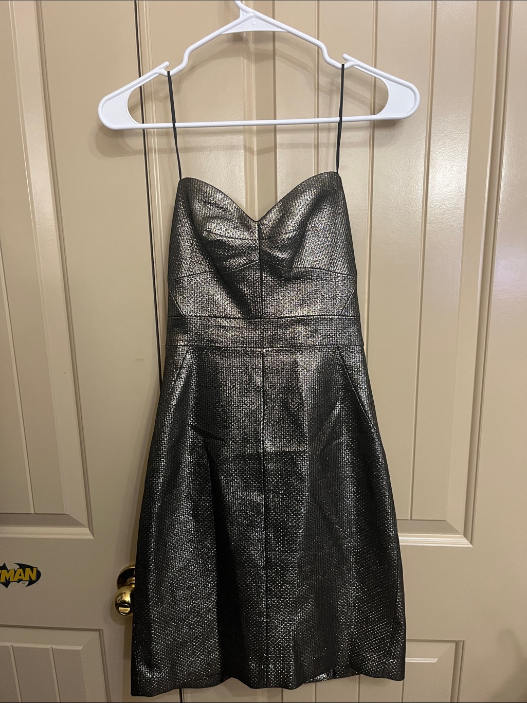 Trina Turk Metallic Charcoal Strapless A-Line Dress